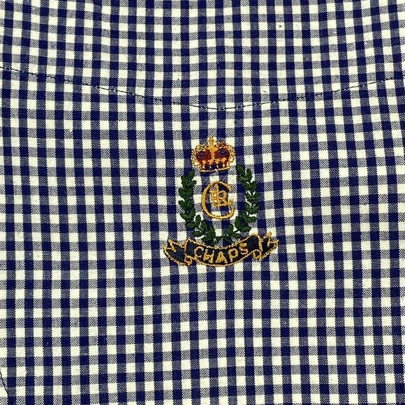 Chaps Shirt Mens Large Blue Plaid Ralph Lauren Button-Up Business Casual‎ Camp - Picture 5 of 10